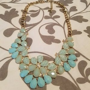 Statement necklace blue green and gold
